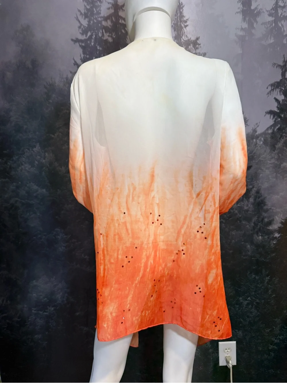Source Unknown White to Orange Ombre Swim Coverup